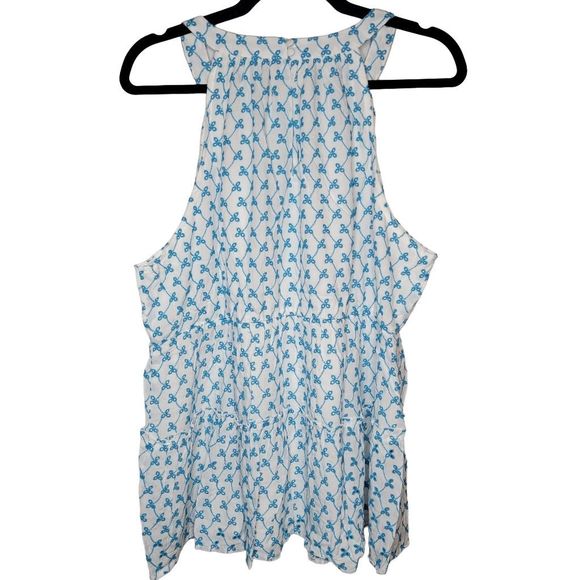 NWT Torrid 2X 18-20 Tiered Babydoll Top, White and Blue - Picture 7 of 11